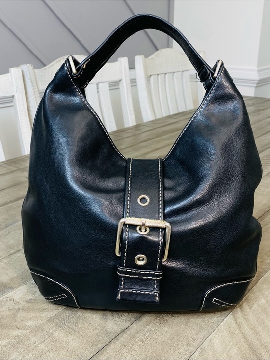 Michael Kors Handbags - Michael Kors Black Leather  Hobo Shoulder Handbag Good Silver Hardware